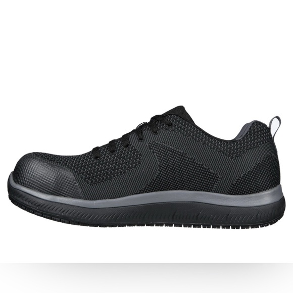 SKETCHERS SUMMITS SLIP RESISTANT WORK SHOE BLACK COMPOSITE TOE 10 STYLE 200098 main image 4